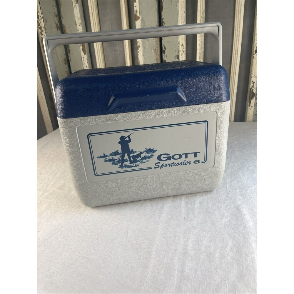 Vintage Gott Sportcooler 6 Personal Cooler Blue Grey Hunting Fishing Model 1806